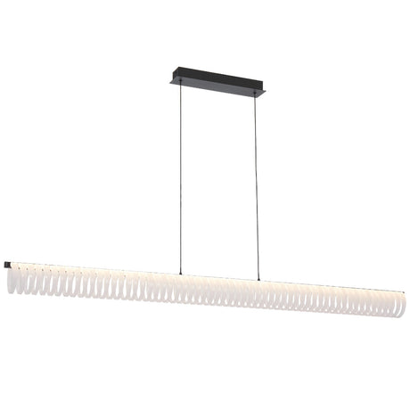 Modern pendant light with a white cylindrical shade on a white background