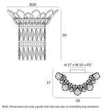 Technical drawing of a decorative vase with dimensions