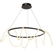 Modern chandelier with black and white design on a white background
