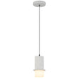 Pendant light with white cylindrical shade on a white background
