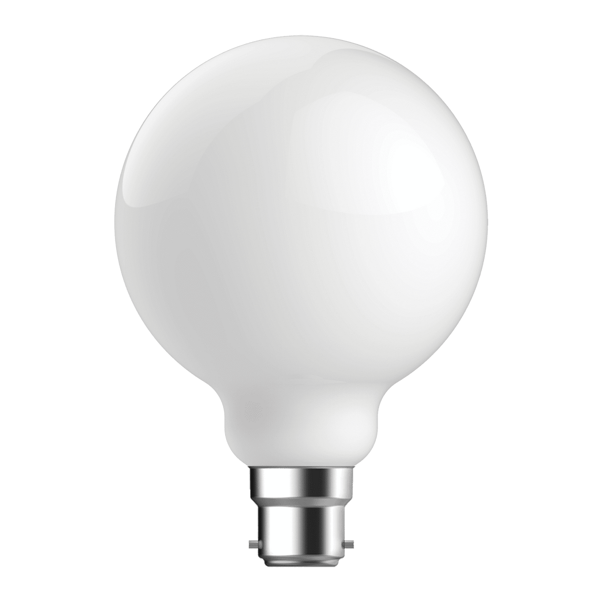 White Domus 7.2W G95 dimmable LED lamp with clear glass finish on a clear background