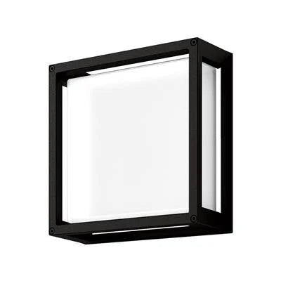 Black Domus YORK-12 12W LED square wall light with IP65 rating on a white background