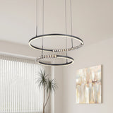 Teblix Brera 2‑Tier Pendant hanging in ambient light, showcasing adjustable 3CCT illumination.