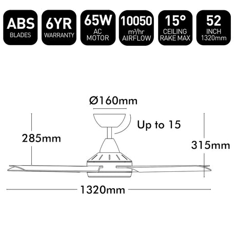 Brilliant 52” AC Black Cairns Ceiling Fan