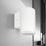 White square wall-mounted light fixture on a neutral background