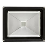 Square black and silver LED flood light on a white background