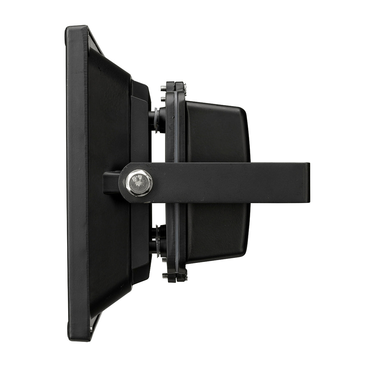 Black adjustable wall mount bracket on a white background