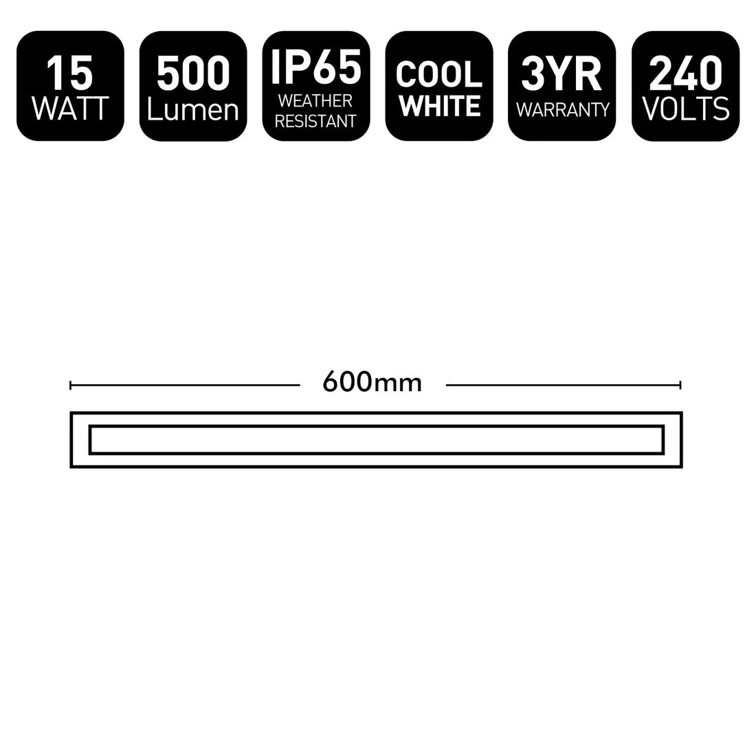Brilliant Black Hendrick 15W 60cm LED Wall Light