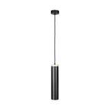 Black pendant light on a white background