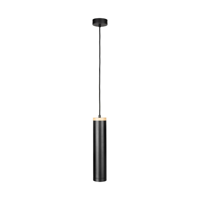 Black pendant light on a white background