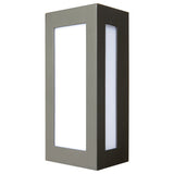 Rectangular outdoor wall light with a metallic frame on a white background