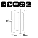 Technical specifications and dimensions of a light fixture on a white background