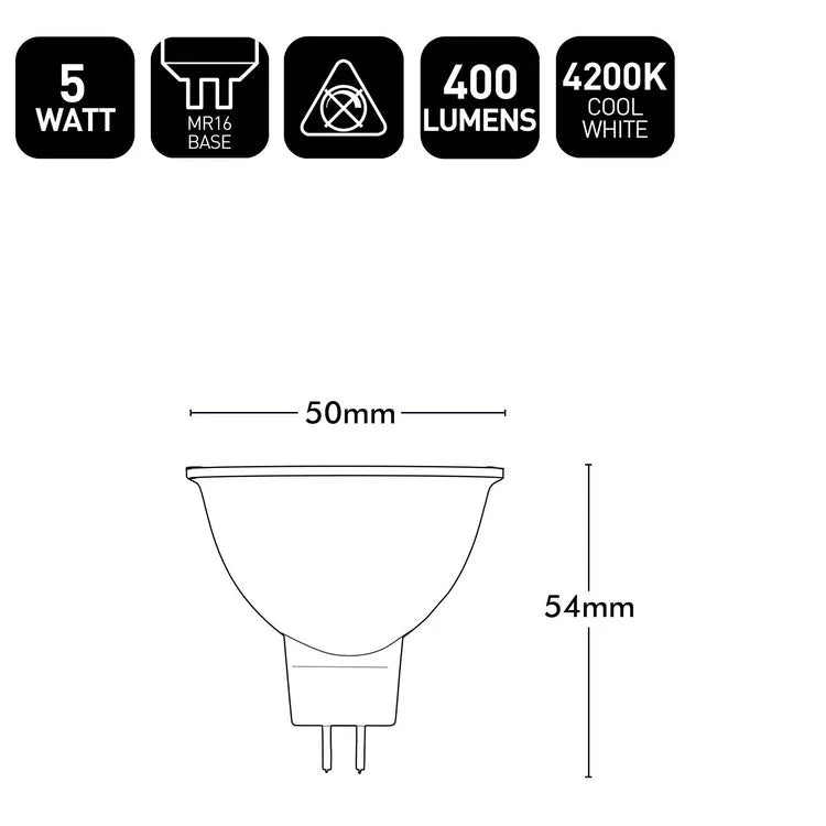 Brilliant Cool White LED MR16 5W Globe