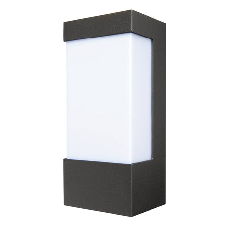 Black outdoor wall light fixture on a white background