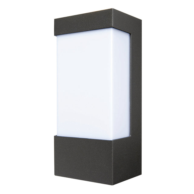Black outdoor wall light fixture on a white background
