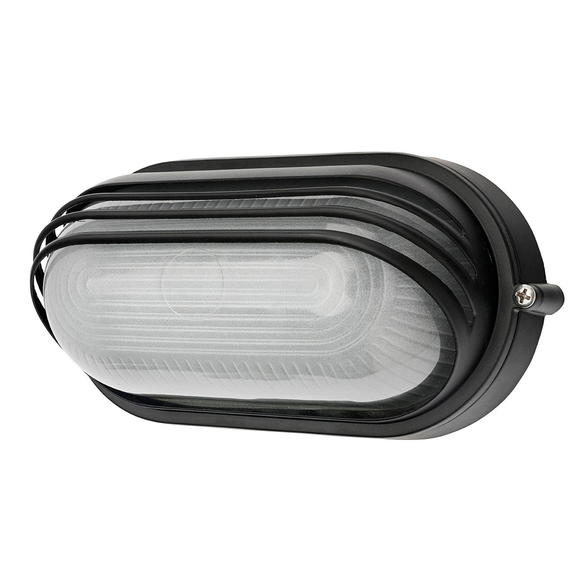 Black outdoor wall light fixture on a white background