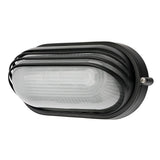 Black outdoor wall light fixture on a white background