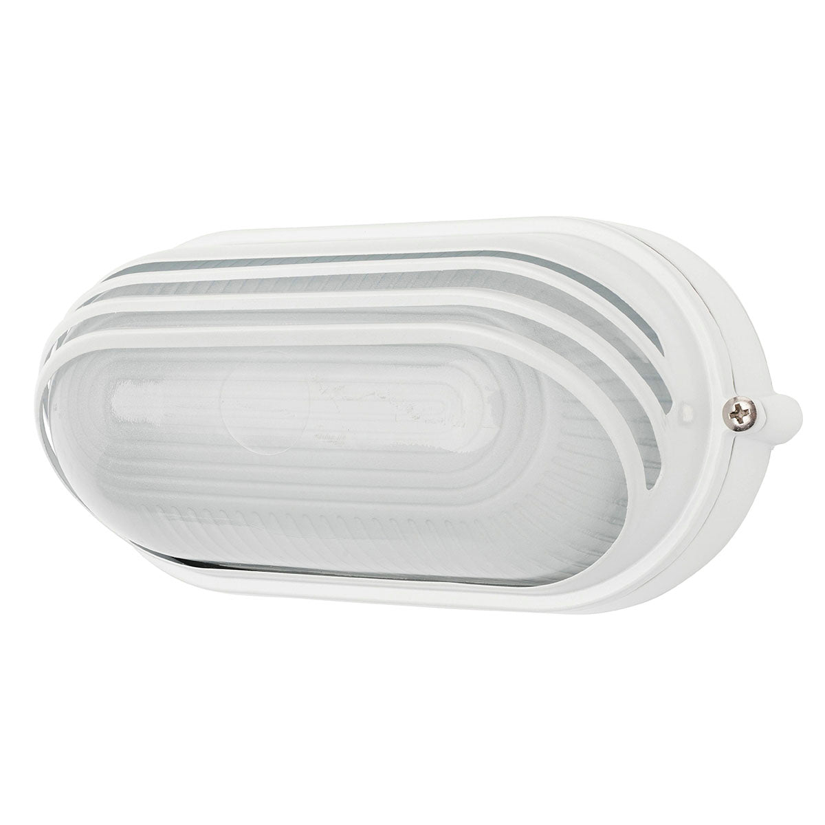White outdoor wall light fixture on a white background