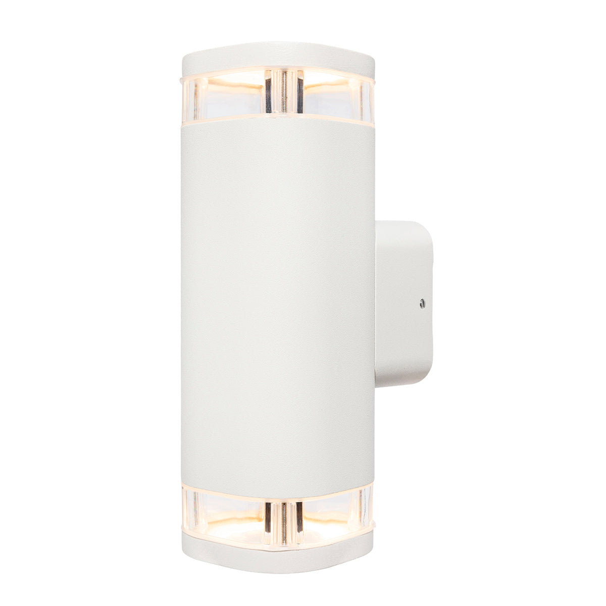 White outdoor wall light fixture on a white background
