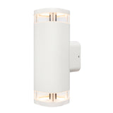 White outdoor wall light fixture on a white background