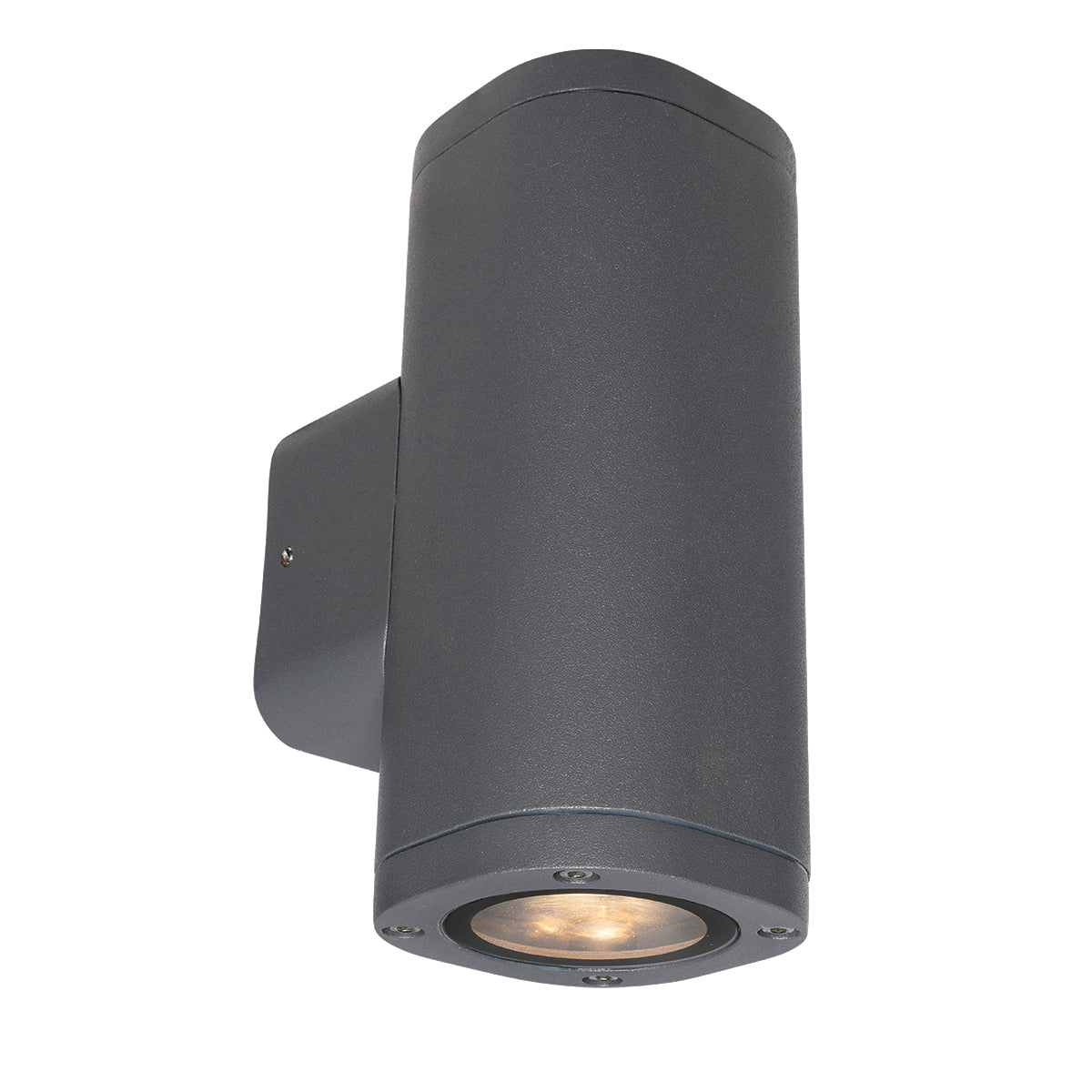 Black outdoor wall light fixture on a white background