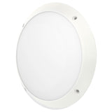 Round white ceiling light on a white background
