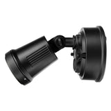 Black adjustable outdoor light fixture on a white background