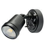 Black outdoor spotlight on a white background