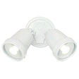 White outdoor security light fixture on a white background