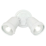 White outdoor security light fixture on a white background