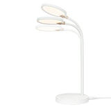 White LED desk lamp with three adjustable lights on a white background