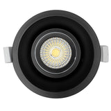 Black recessed ceiling light on a white background