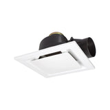 Ceiling-mounted air vent with black ductwork on a white background