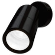 Black wall-mounted light fixture on a white background