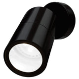 Black wall-mounted light fixture on a white background