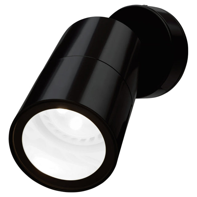 Black wall-mounted light fixture on a white background