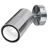 Chrome wall-mounted light fixture on a white background