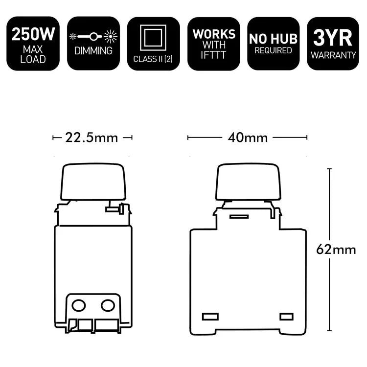 Brilliant Smart Black 2 Wire Rotary Dimmer Mech