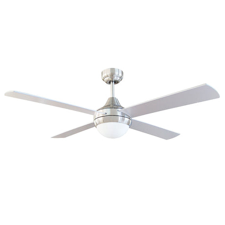 Ceiling fan with light fixture on a white background