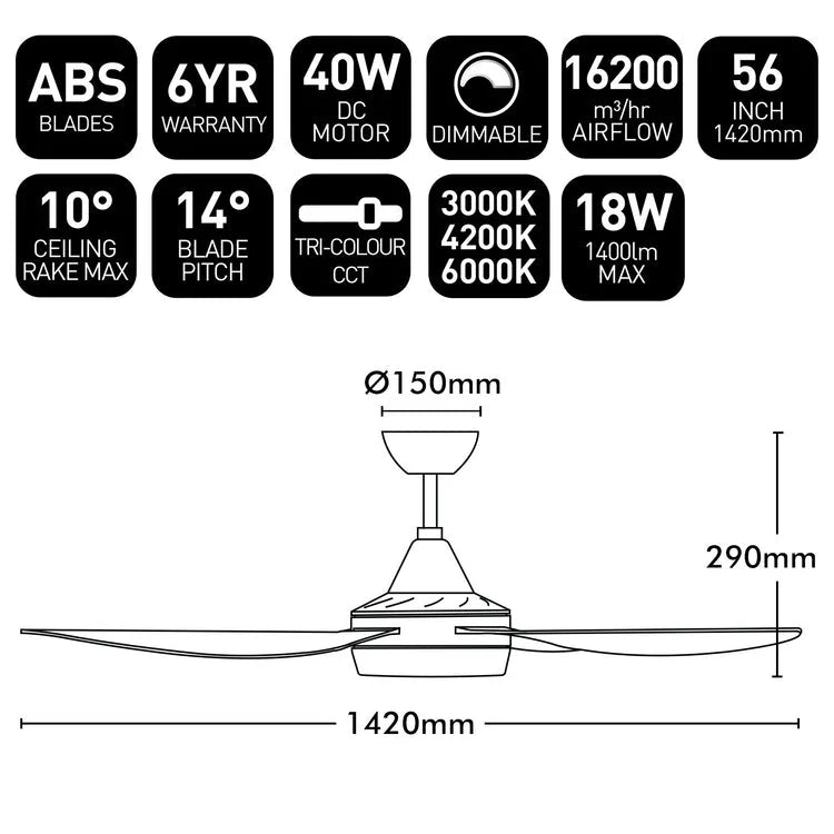 Brilliant Vector 56'' DC Ceiling Fan with Light
