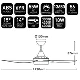 Brilliant Vector-II 56'' AC 4-Blade Ceiling Fan with LED CCT Light