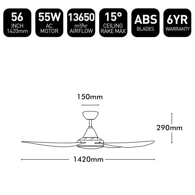 Brilliant Vector-II 56" AC ABS Ceiling Fan