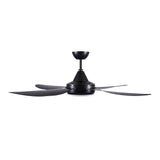 Black ceiling fan on a white background