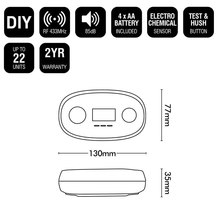 Brilliant White Carbon Monoxide Digital Display Alarm