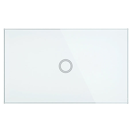 Rectangular white sink with a circular drain on a white background