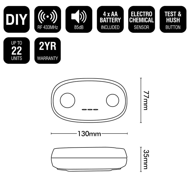 Brilliant White Interconnected Carbon Monoxide Alarm