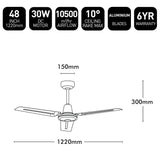 Brilliant White Pacifica 48’’ DC Ceiling Fan