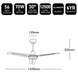Brilliant White Pacifica-II 56’’ AC Ceiling Fan