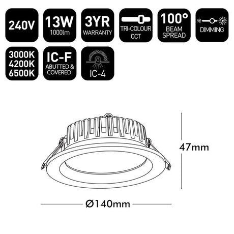 Brilliant White Ramsis Series II 13W Downlight