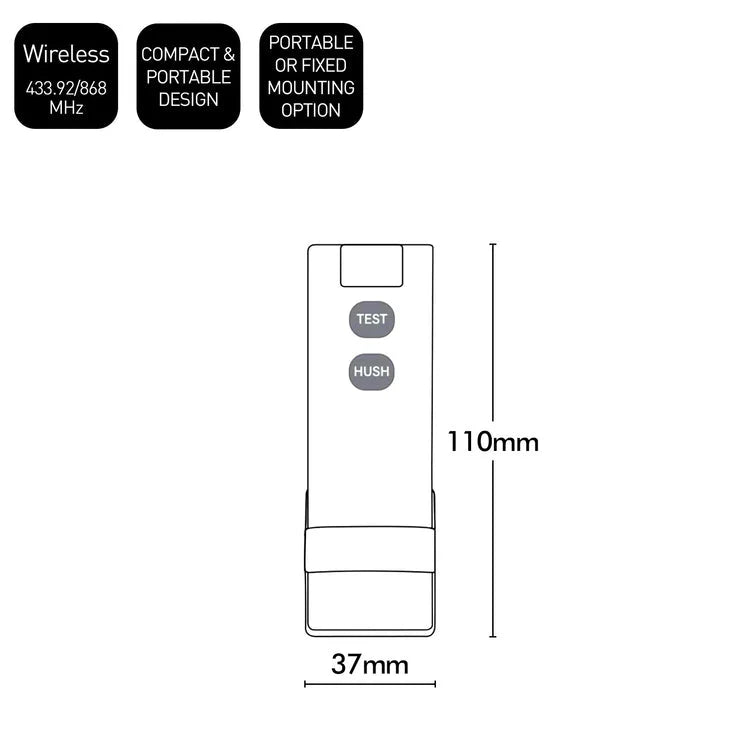 Brilliant White Rf Remote Control for Interconnected Smoke & Carbon Monoxide Alarms